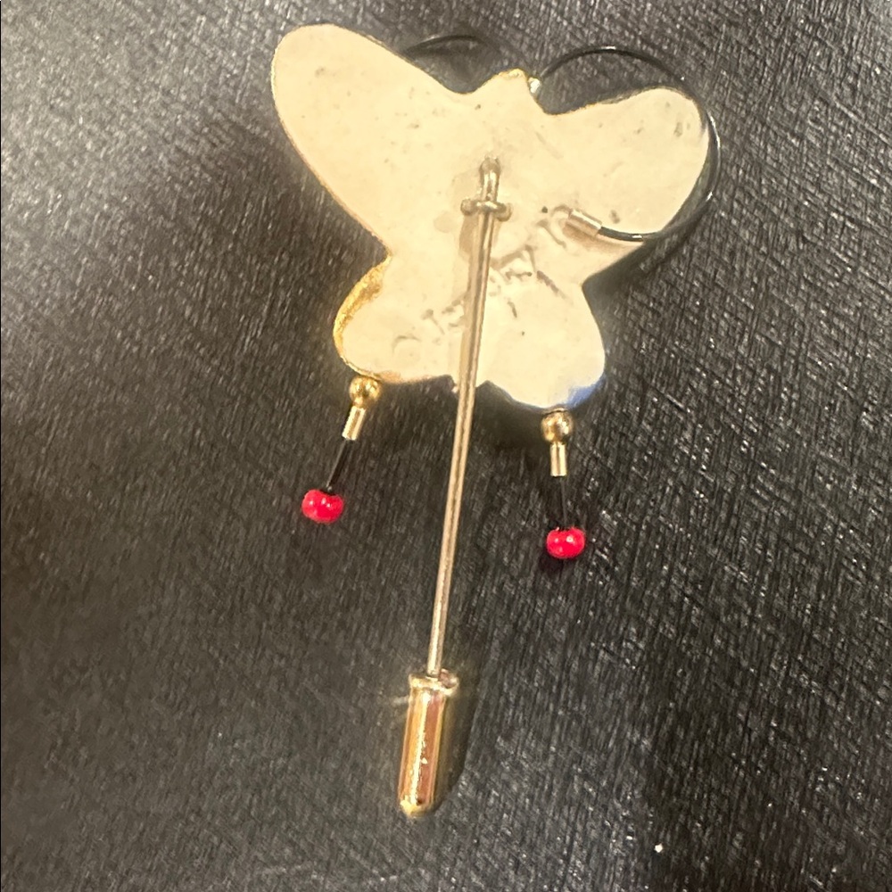 RARE🦋JEWELRY 10 ENAMELED PORCELAIN BUTTERFLY STICK PIN IN BLUE, PINK AND GOLD - Picture 3 of 6